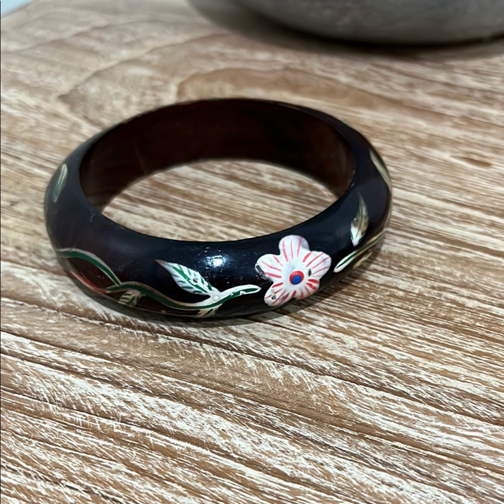 Hand painted wood bangle